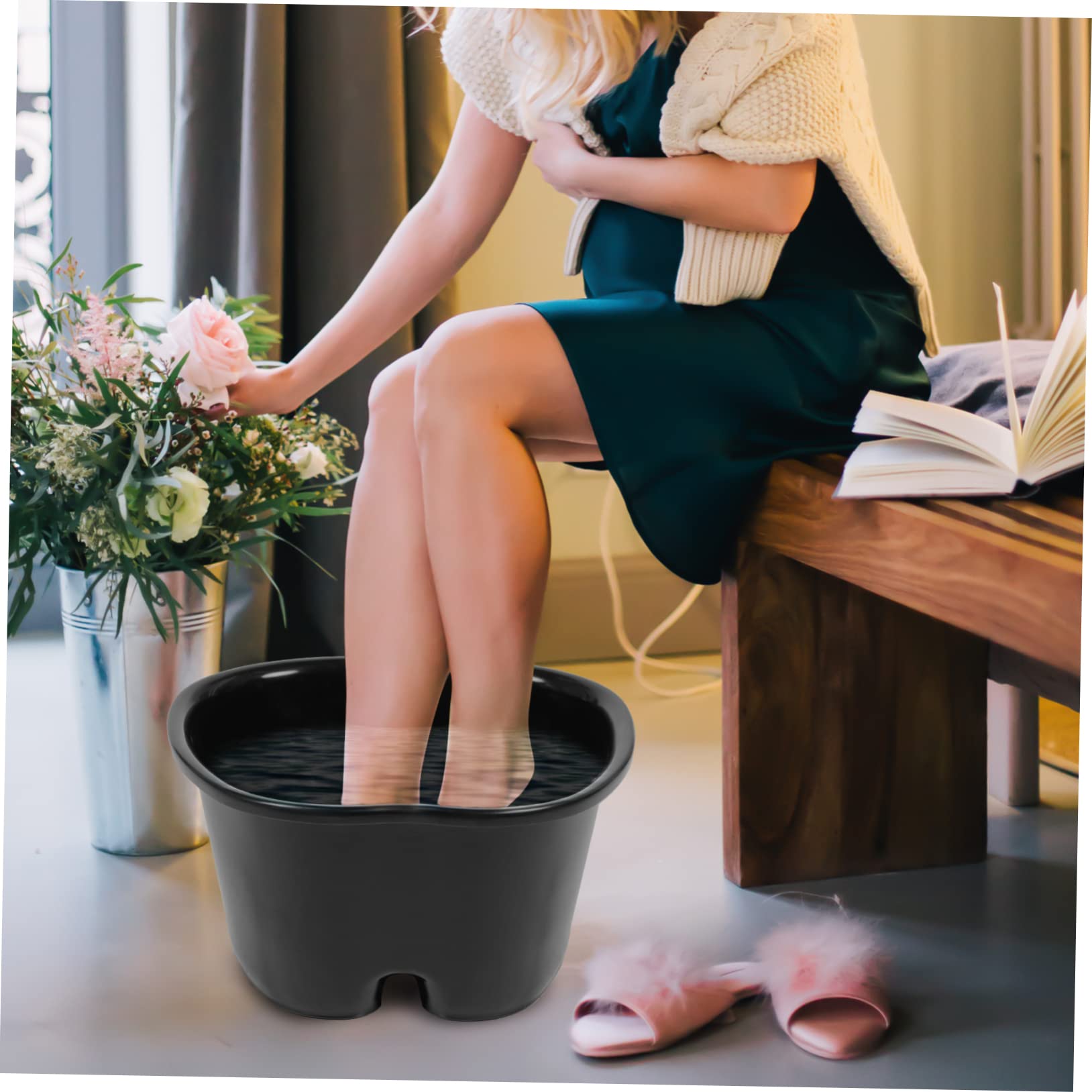 TOVINANNA 1Pc Health Preservation Foot Wash Bucket Durable Plastic Foot Bath Tub for Capacity Soaking Basin with Hanging Design for Present