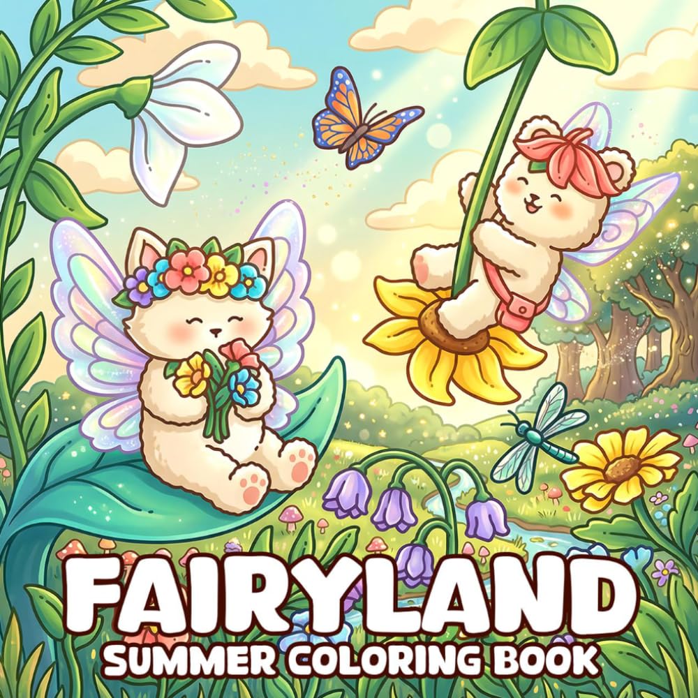 Summer Fairyland Coloring Book: Adorable Fairy Buddies Coloring Pages for Adults, Teens with Peaceful Moments in Magical Forest for Calm Creativity