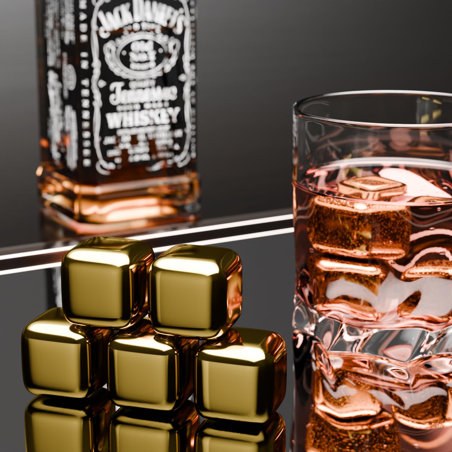 ShanSon Wine Chillers Metal Ice Cube 8 PCS Stainless Steel Whiskey Stones Reusable Whiskey Rocks Beverage Chilling Stones for Scotch and Bourbon Drinking Gifts Set for Men Dad Husband,Gold — Amazon image 2