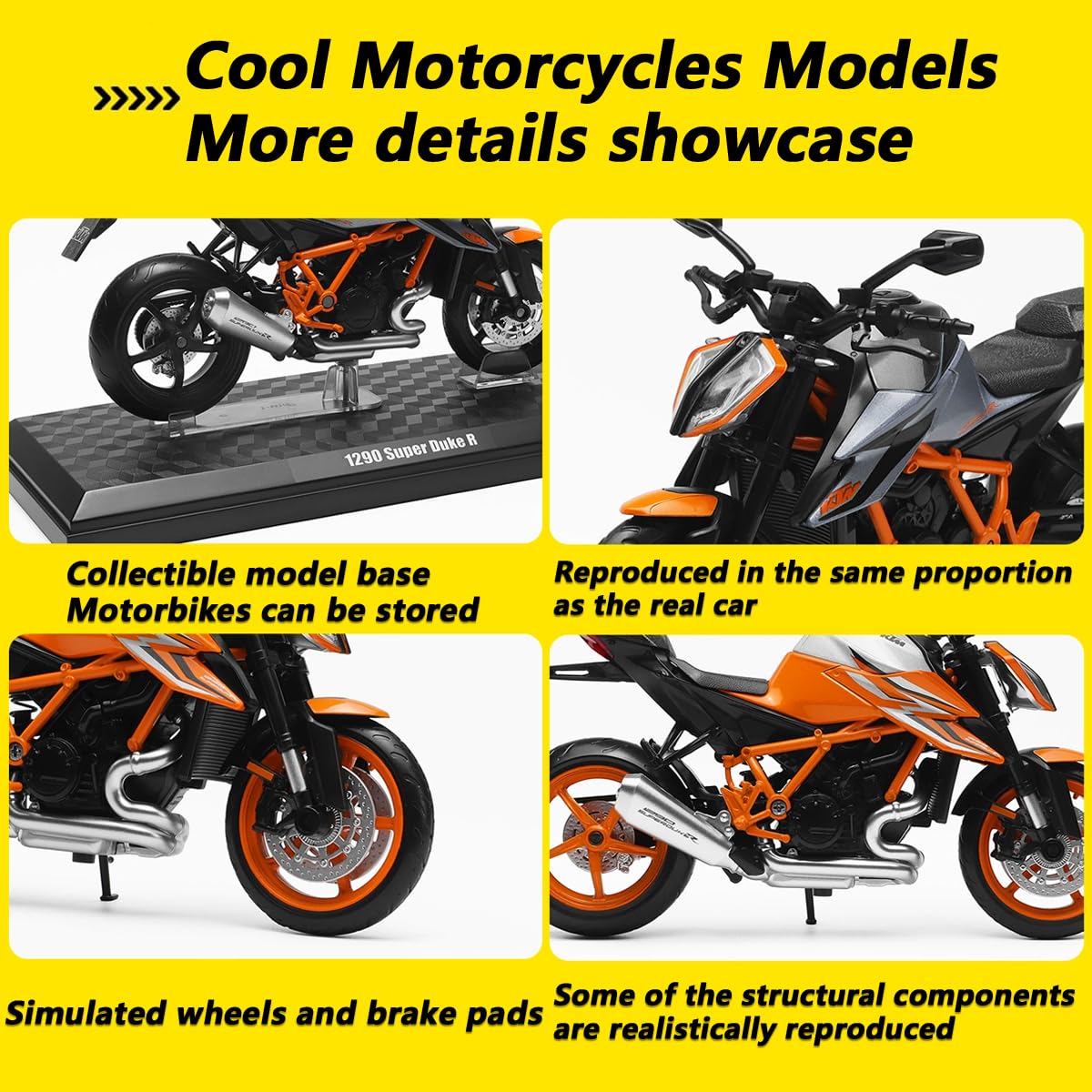 Fuwraixis 1/12 Scala Motocicletta in lega, 1290 Super Duke R Modelli di moto popolari, Giocattoli da Racing Car, Oggetti da collezione e decorativi, Regali per ragazzi e adulti
