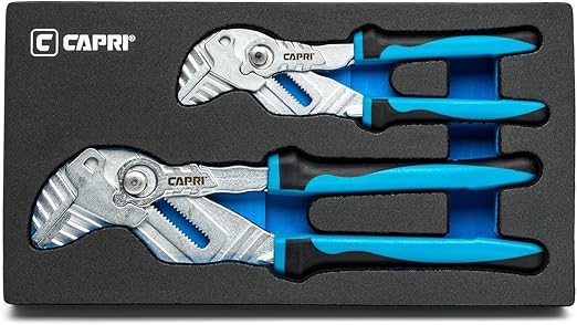 Capri Tools CP22300MT Pliers Wrench Set, Smooth Parallel Jaws with Soft Grip Non-Slip Handle, 7"/10" Length, 2pcs