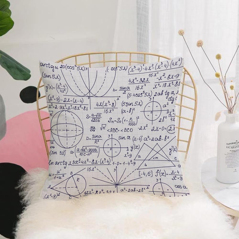 HYOSXW Cushion Cover,Throw Pillow Case Home Decorative for Living Room Bedroom Sofa Chair 16X16 Inch,Mathematical vector seamless pattern with geometrical figures trigonometry plot,Pillowcase 40X40cm