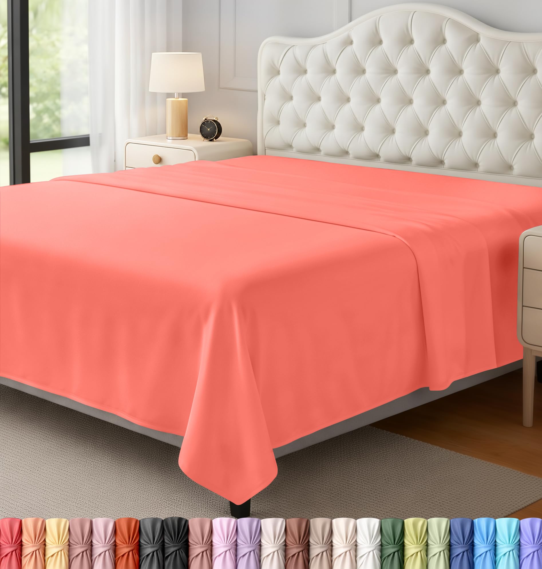 Utopia Bedding Mattes Bettlaken, weich gebürstetes Mikrofasergewebe, schrumpffreies und lichtbeständiges Oberlaken, pflegeleicht, nur 1 Bettlaken, Queensize, Korallenrot