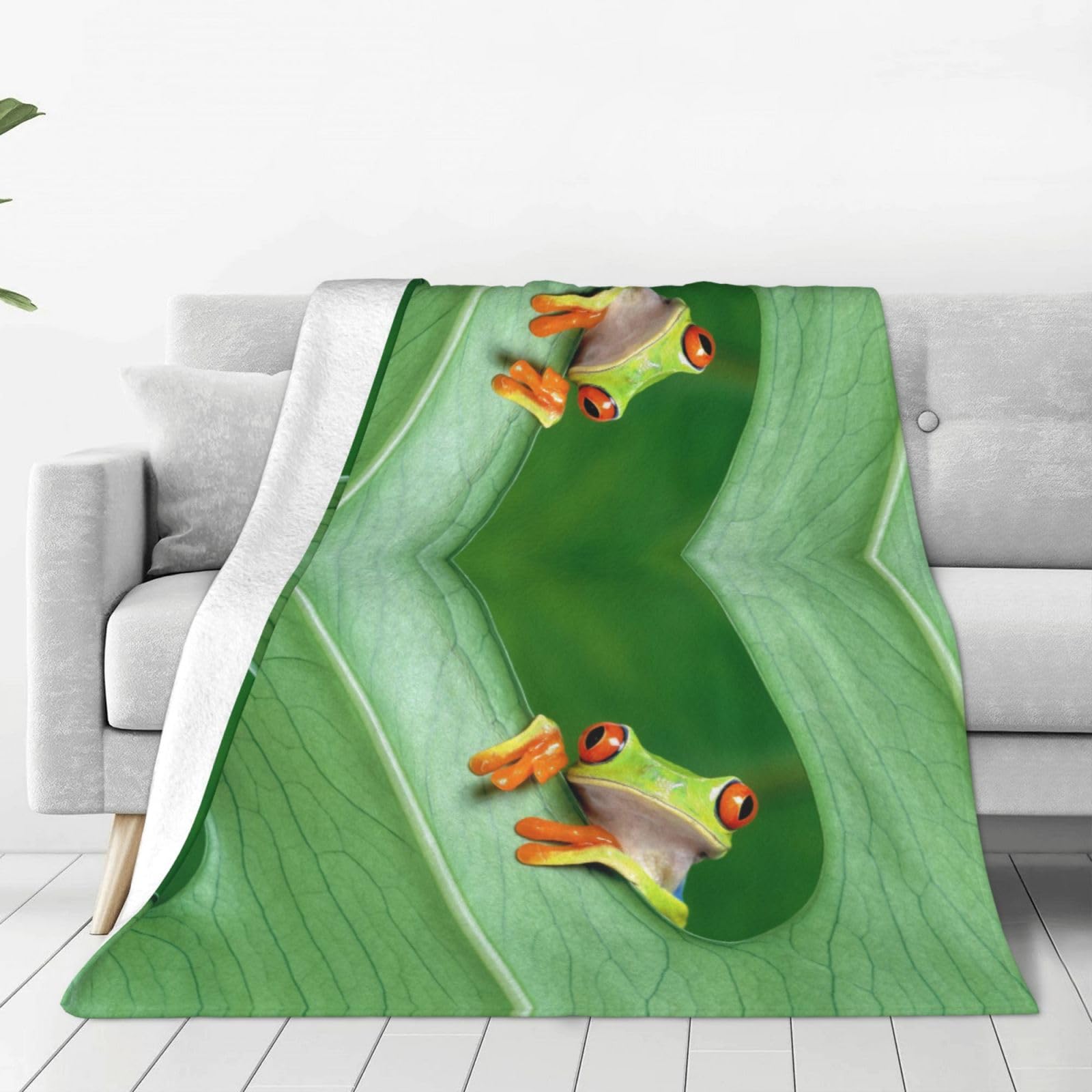 Couverture polaire grenouille en flanelle douce pour lit et canapé 127x100 cm