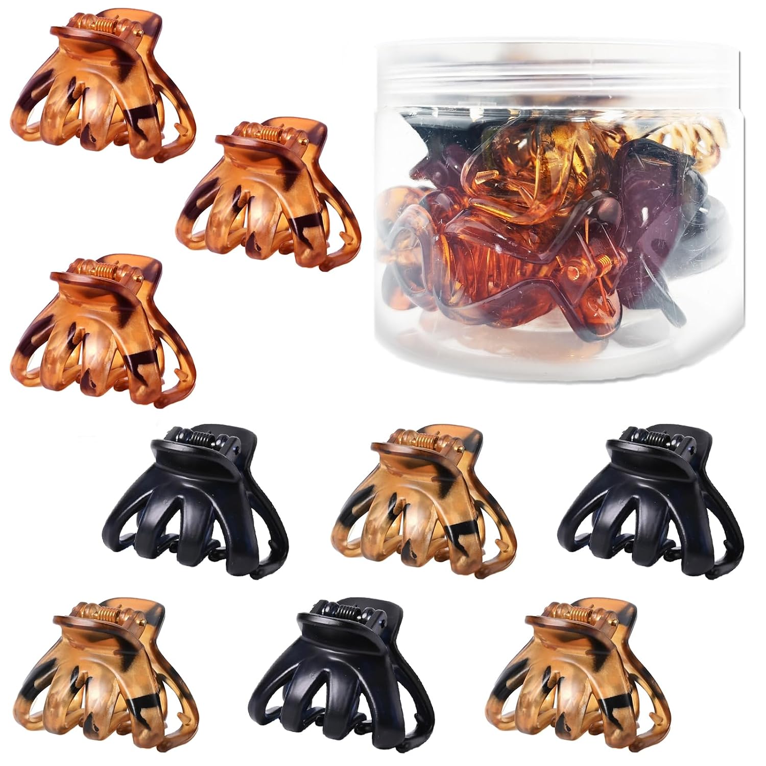 9 PCS Medium Small Hair Claw Clips Strong Grip Octopus Clips for Women Non-Slip Design for Thin Thick Hair (Black, Light Coffee, Brown)