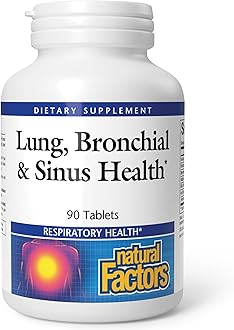 Natural Factors Lung, Bronchial & Sinus Health - Respiratory Health Supplement - Supports Lung & Sinus Health - Supports Healthy Lung Tissue & Mucus Consistency - 90 Tablets (90 Servings)