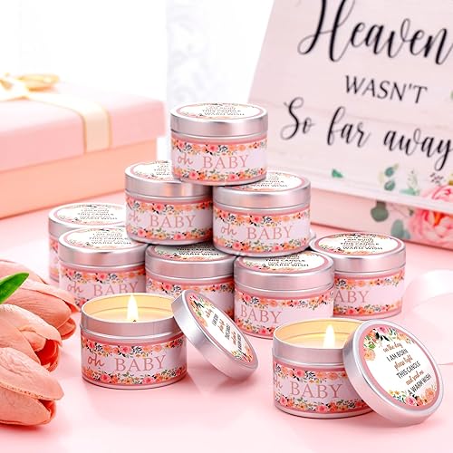 Miniatura 4 de Funtery 12 piezas de regalos de baby shower para invitados, juegos de baby shower, premios florales de lavanda, velas perfumadas para decoración de