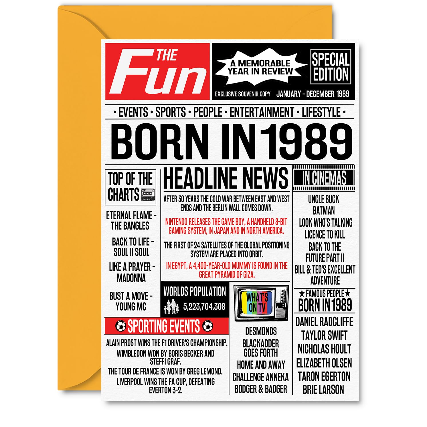 19th Birthday Cards for Men Women - Born In 2007 Newspaper - Happy 19 Birthday Card for Son Daughter Cousin Vintage Retro Back In 2007, 145mm Bday Greeting Cards — view 134
