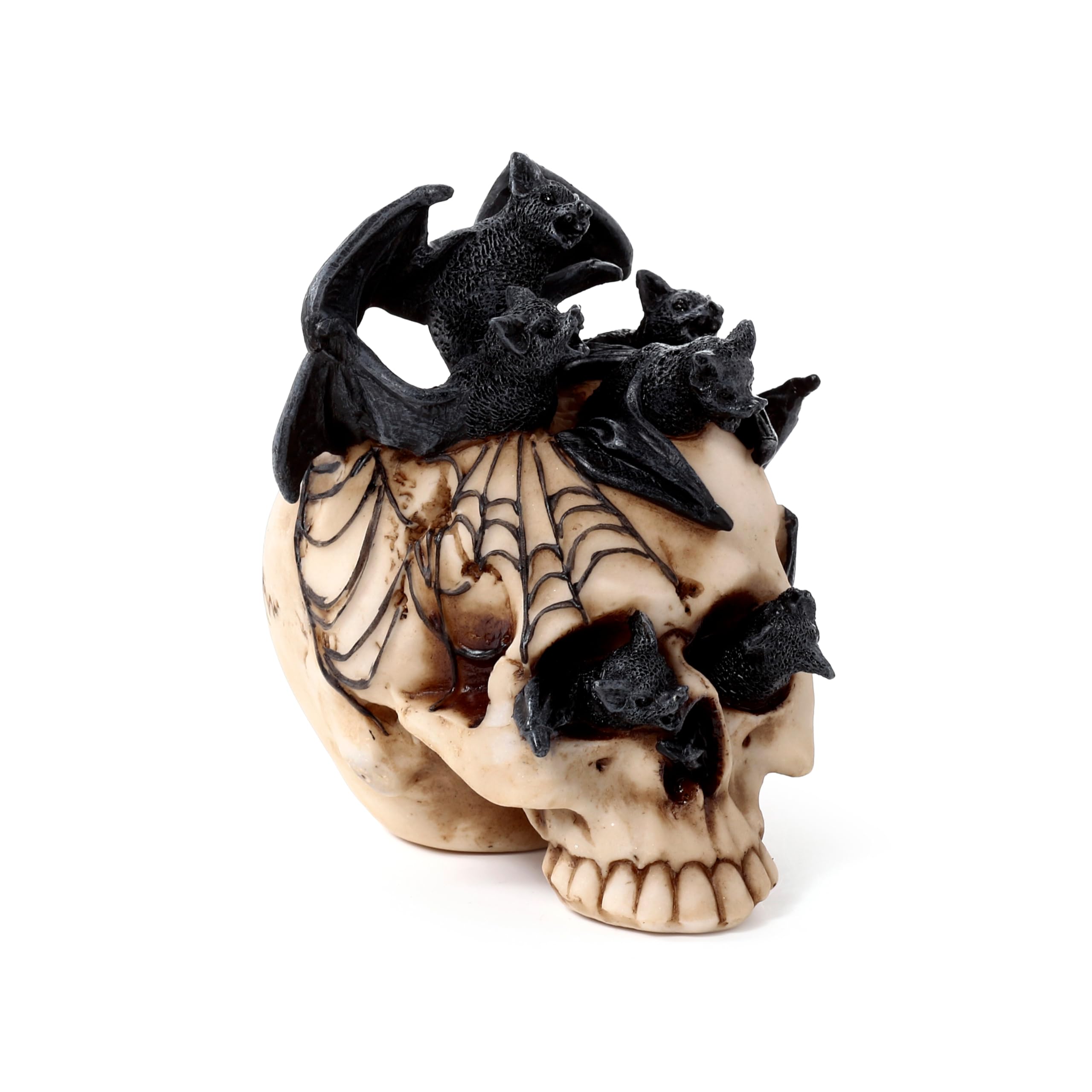 Puckator Skull with Bats Crawling Inside - Cute Room Decor - Aesthetic Feng Shui Meditation Accessories - Garden Ornaments - Shelf Desk Decorations - Mindfulness Home Gifts - Statues