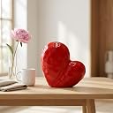 Xtore® Romantic Heart-Shaped Ceramic Showpiece for Home Décor | Artistic Tabletop Accent for Living Room, Bedroom & Gifting (Red, Pack of 1) gallery image