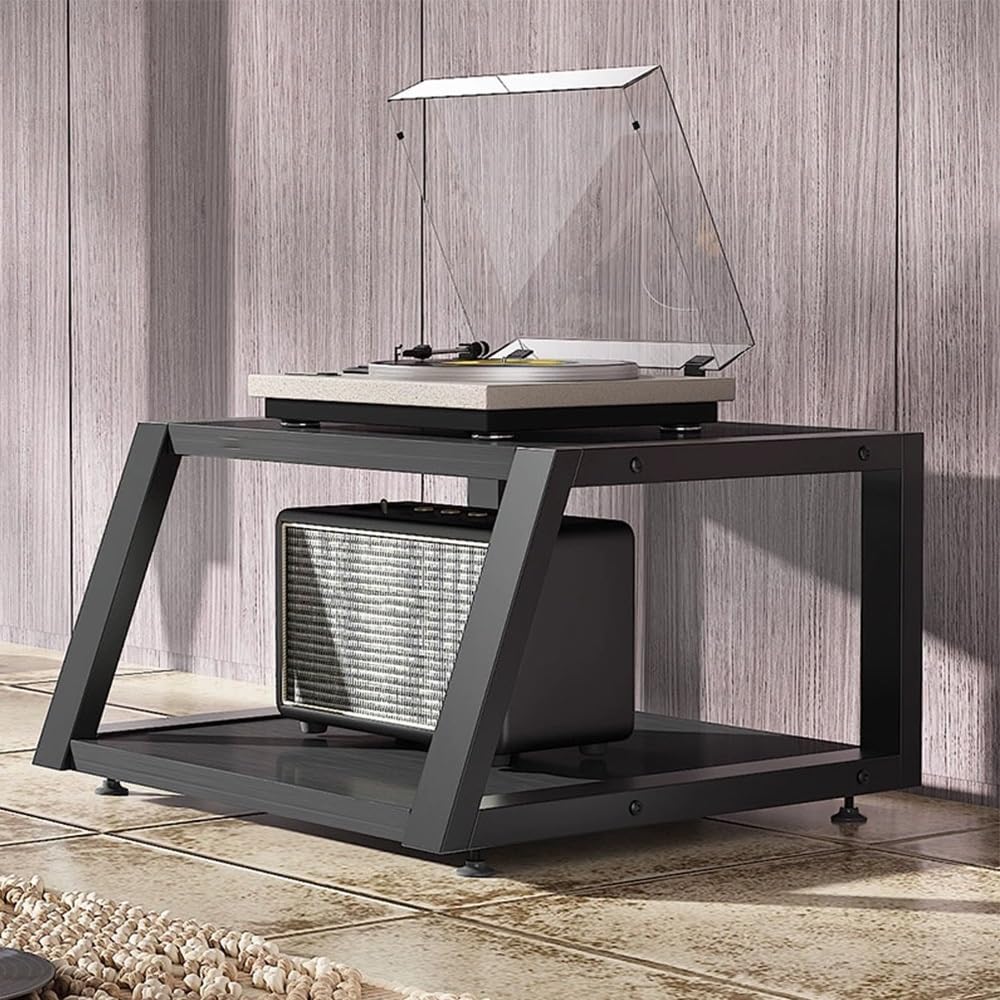 HiFi Rack A 2/3/4 Livelli, Supporto Multimediale AV, Rack Audio Per Amplificatore Di Alimentazione, Mobiletto Portaoggetti Per Mobile Porta CD(Black,2 Tier)
