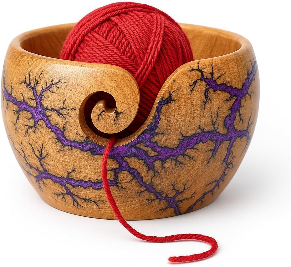 Wooden Yarn bowls For Crocheting Large Yarn Ball Holder Storge Crocheting Accessories and Supplies Yarn Storage Bowl-Yarn Holder-Gift for Crocheters Purple