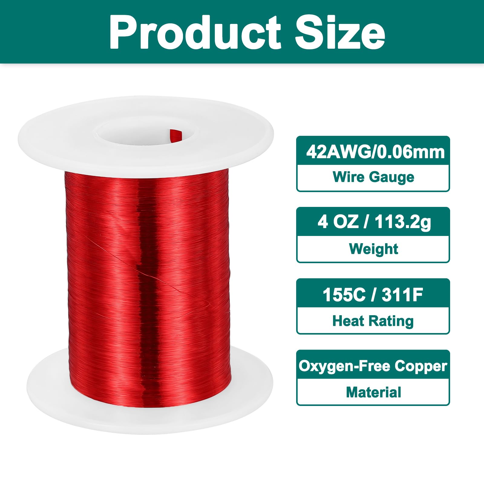 sourcing map 42 AWG Magnetdraht, Kupferlackdraht, 113,4 g, 155 C Spulendraht