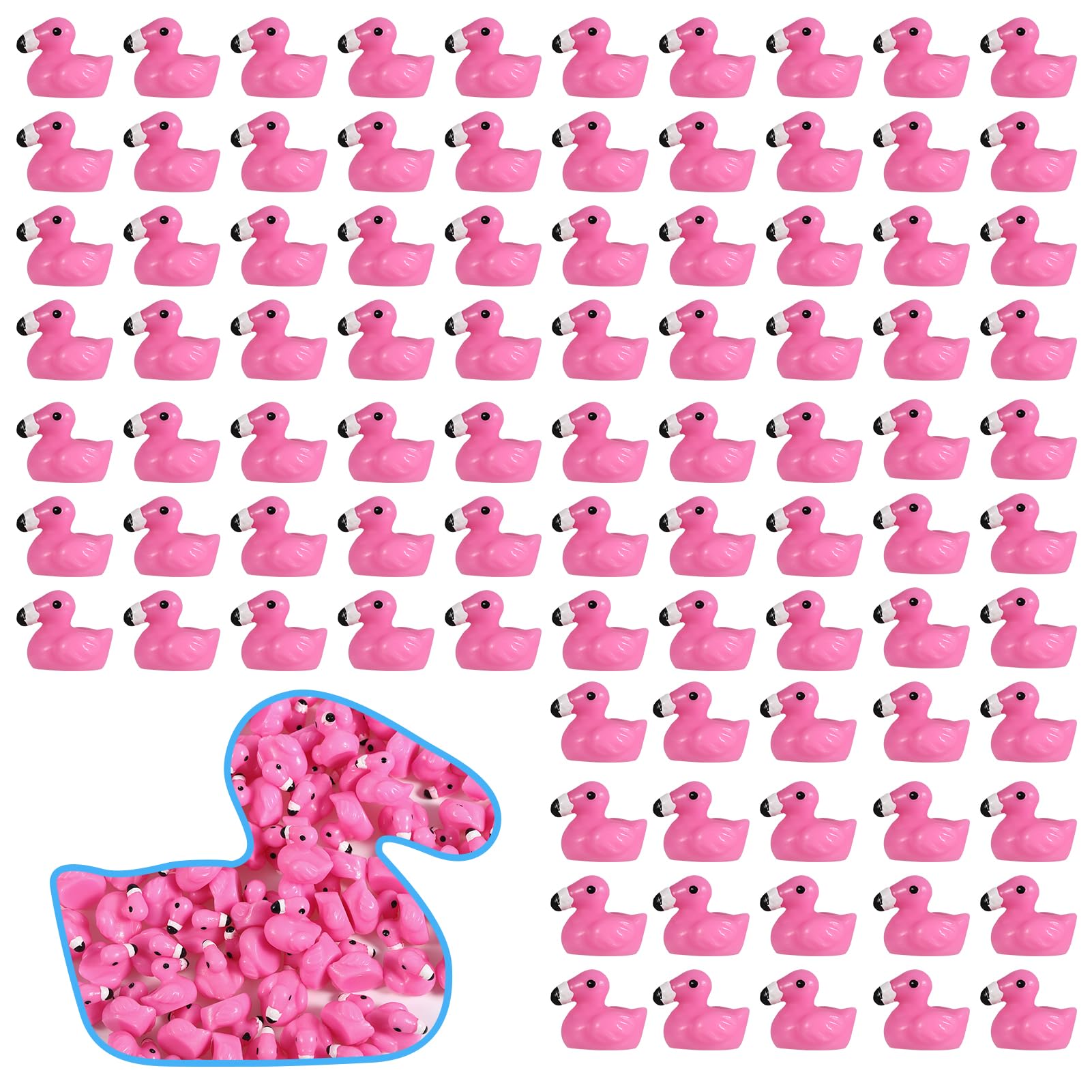 100 Pcs Mini Flamingo Figurines Tiny Resin Flamingo Pink Cute Mini Cartoon Bird Landscape Toy Bulk for Cake Decoration Dollhouse Garden Ornament DIY Crafts Party Decor