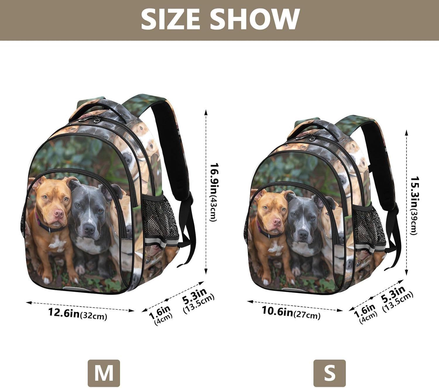 School Backpack A Groupt Of Pitbulls Laptop Backpacks Kid's Schoolbag Casual Daypack for Teens Girls Boys Toddler,16.9 " - Image 4