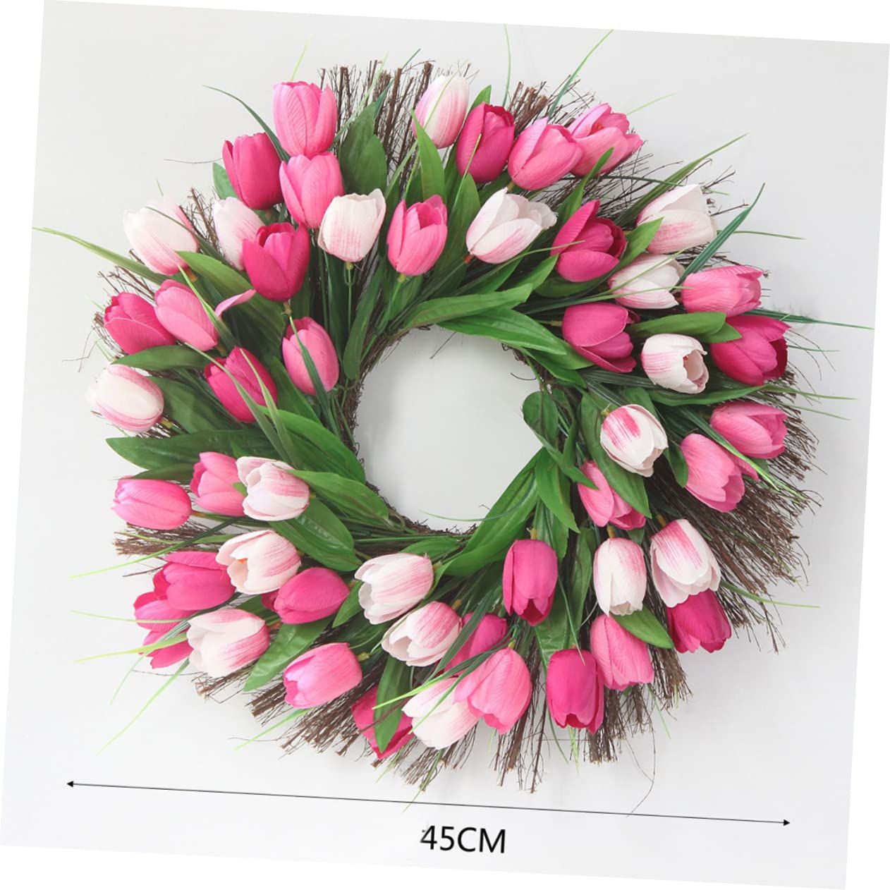 Guirnalda de Tulipanes Rosa de Tela y Ratán Sintético para Boda