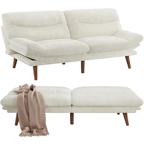 Pipishell Futon Sofa Bed, 73" Convertible Futon Couch, Adjustable Backrest