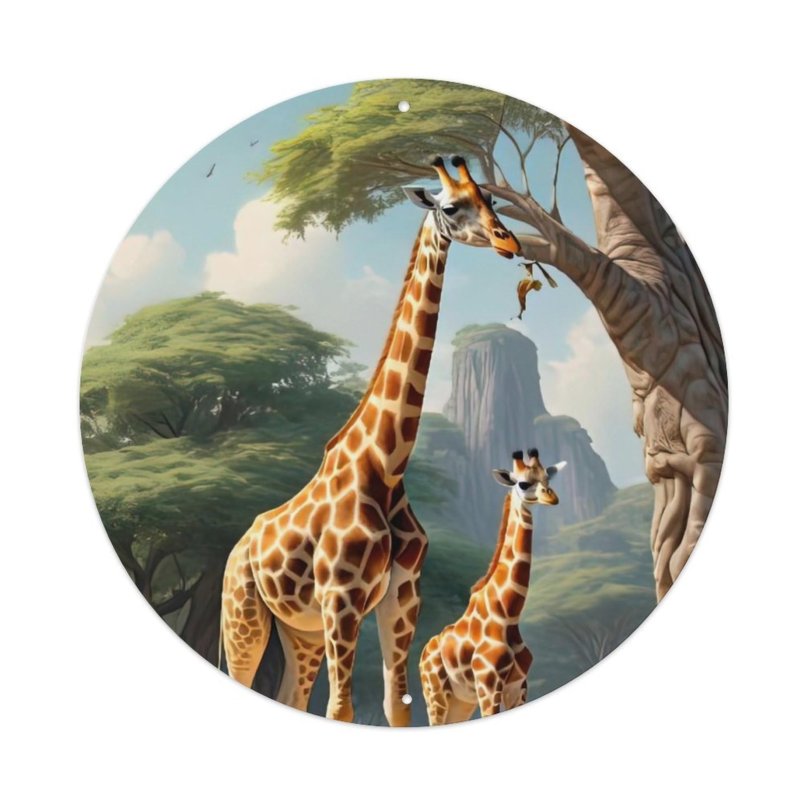 Animal Two Giraffes Metal Tin Sign