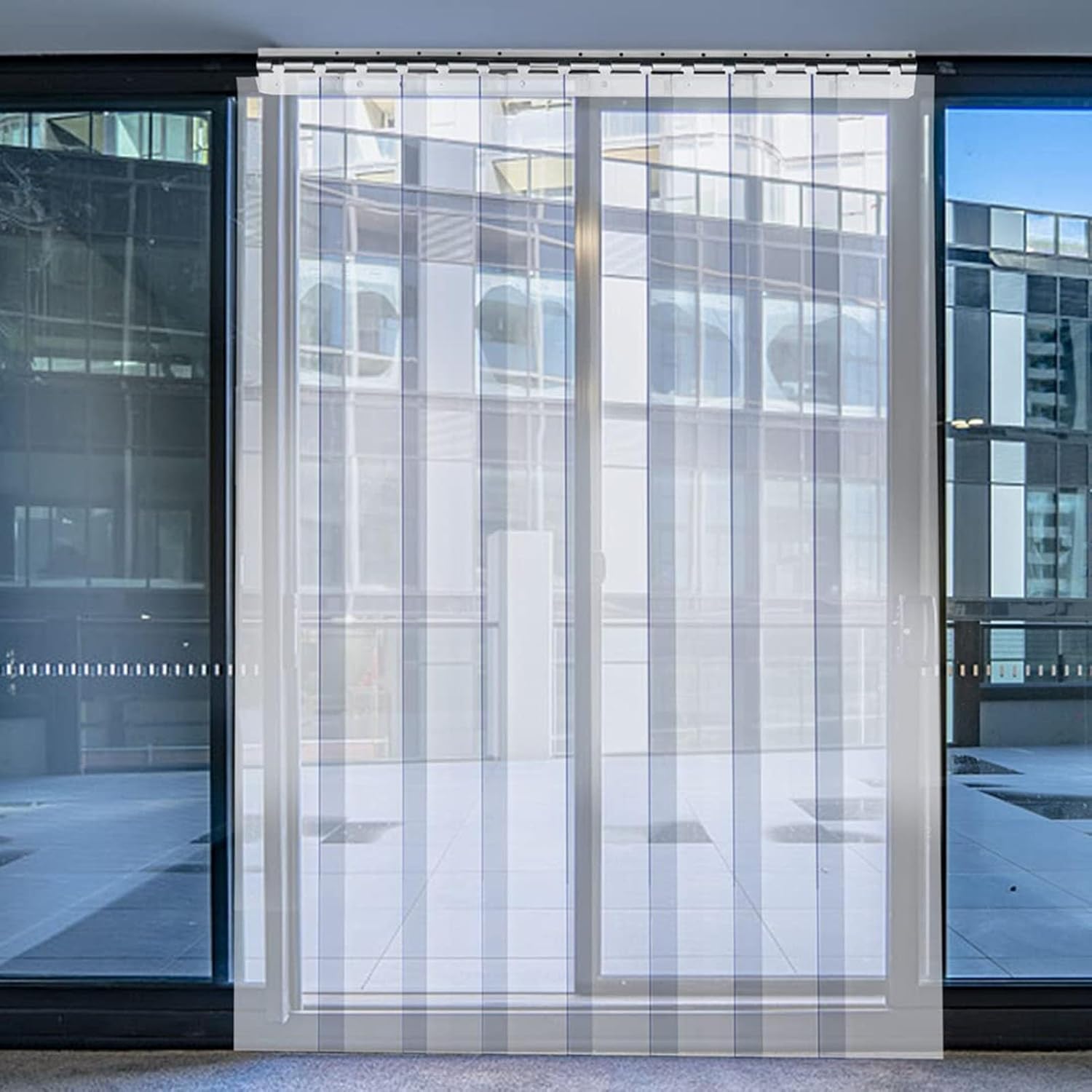 Cortina Transparente de la Puerta de la Puerta PVC Cortina del congelador Cortina de Tiras industriales Cortina de plástico para Garaje, almacén, Granero, Transparente, 120x300cm