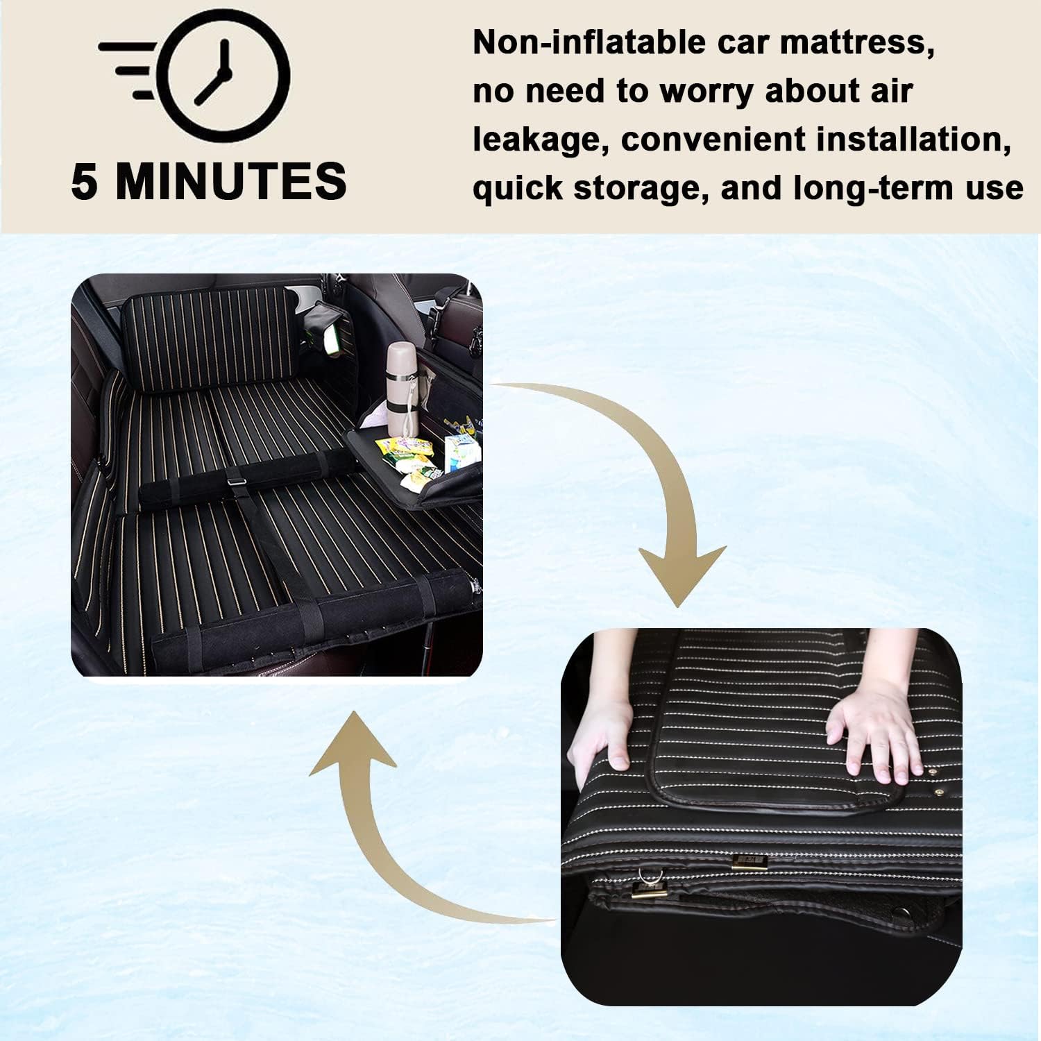 Heart Horse Non-Inflatable Car Mattress - Folding SUV Truck Back Seat Mattress for Travel, Camping and Large Dog Car Seat Cover (with Adjustable Bracket)