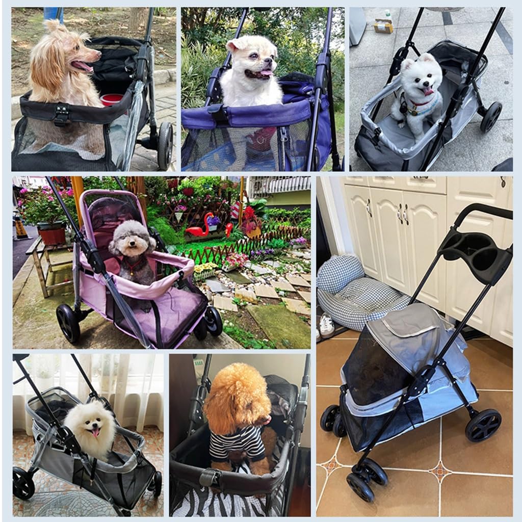 Cochecito Para Perros Pequefios, Cochecitos Para Perros Con Cubierta Lluvia, Pet Gear Cochecitos Para Gatos Perros Lujo Engranaje Mascota, Tela De Oxford, Marco De Hierro Fino ( Color : Zebra )