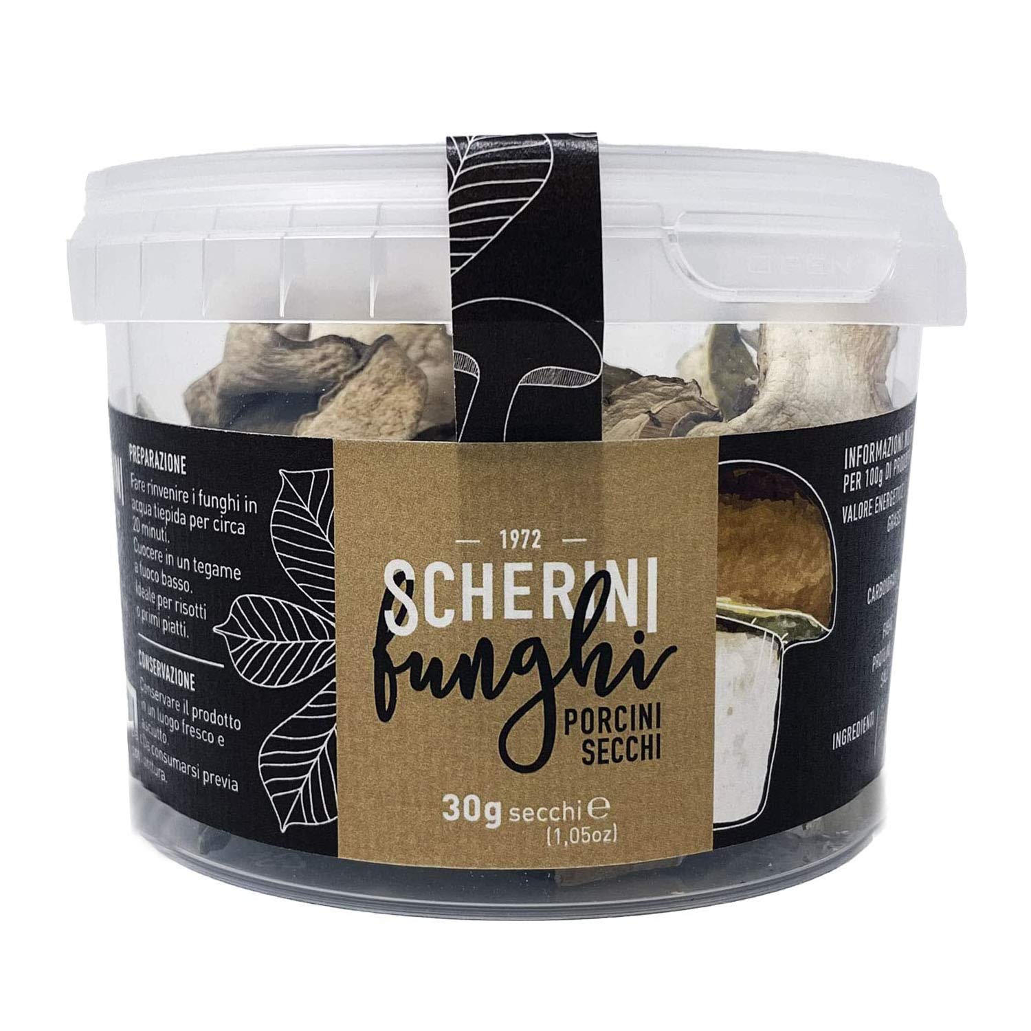 Scherini Valtellina - Funghi Porcini secchi SPECIALI, 30g in barattolo salva freschezza, richiudibile