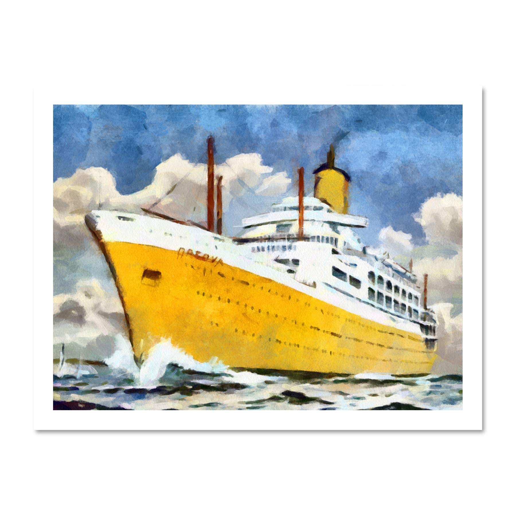 Wee Blue Coo Ss Orsova Cruise Ship Ocean Liner Watercolour Art Large Framed Art Print Poster Wall Decor 18x24 inch