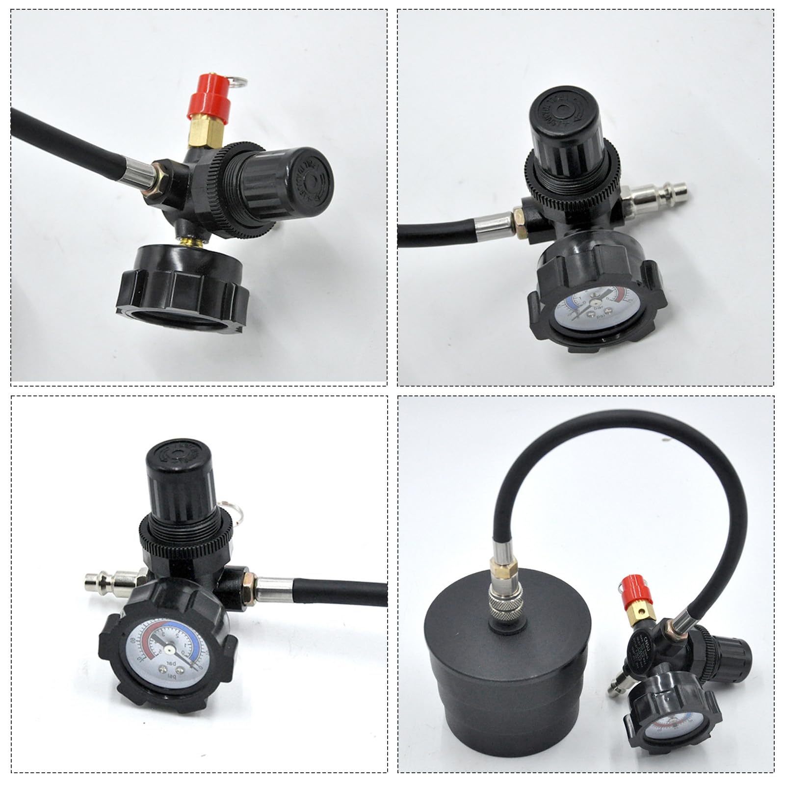 9pcs Probador Fugas del Turbo, Adaptador de Sistema de Aire de Carga del Turbocompresor, Kit de Prueba de Lubina de Refuerzo con Un Probador de Manómetro, Adaptador de Enfriador