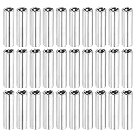 Vista 25 de MECCANIXITY Tuerca de acoplamiento redonda, rosca hembra M4x0.7mm 30mm de rosca, conector de manga redonda para varilla de barra de tubo, tuerca