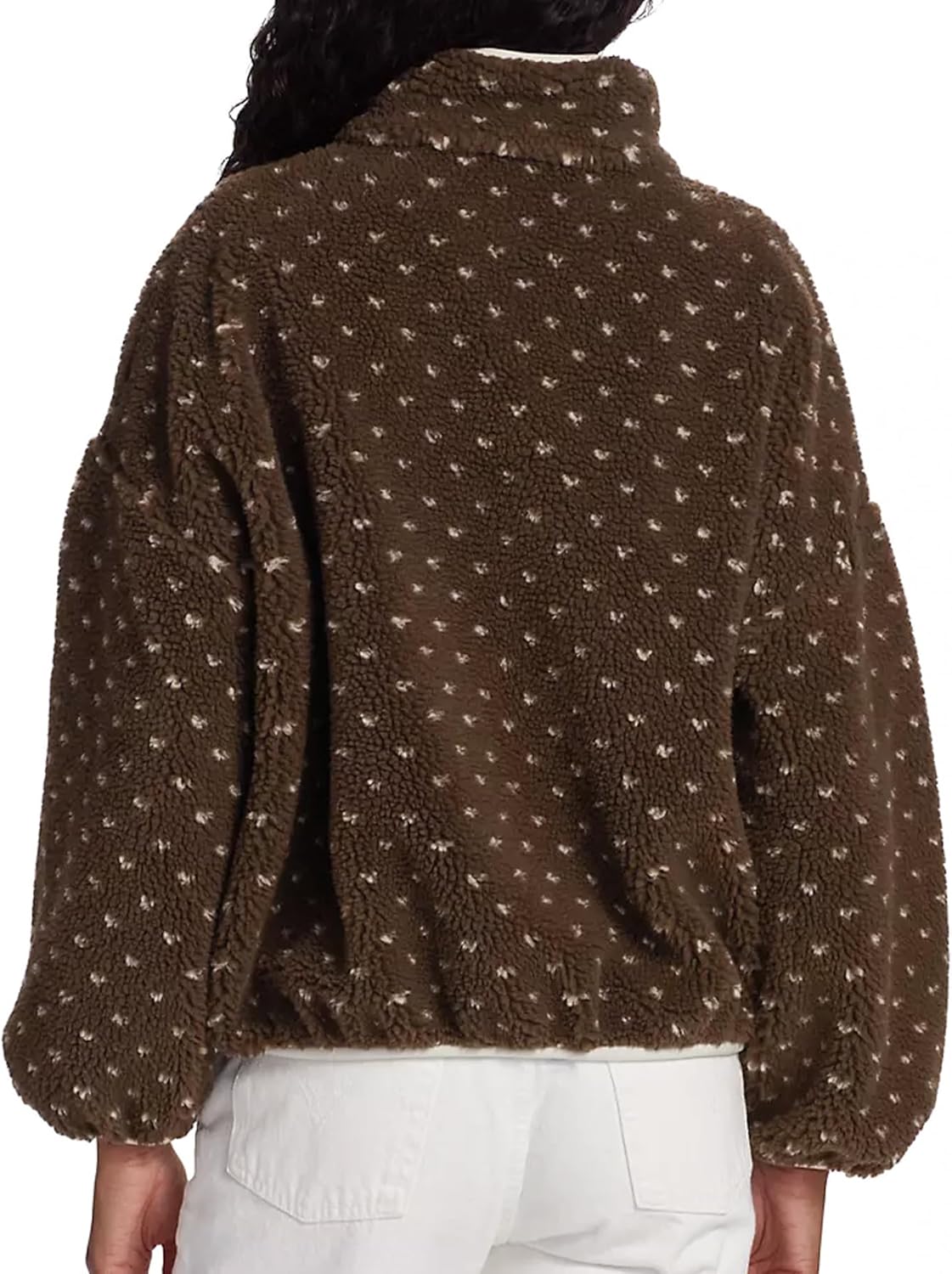 Hixiaohe Fleece Sweatshirt for Women Winter Long Sleeve High Neck Fuzzy Sherpa Pullover Jacket Warm Outerwear with Pockets - Image 2