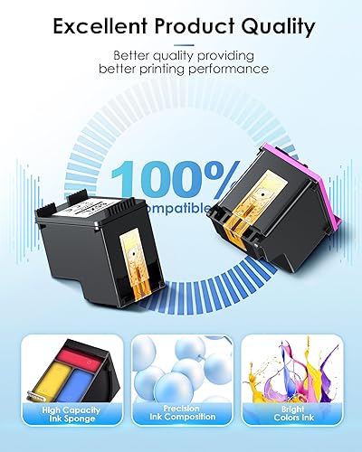 Miniatura 4 de TECKKIN 65XL - Paquete combinado de cartuchos de tinta negrocolor (paquete de 3) de repuesto para tinta 65 65XL para impresora DeskJet 3755 3772