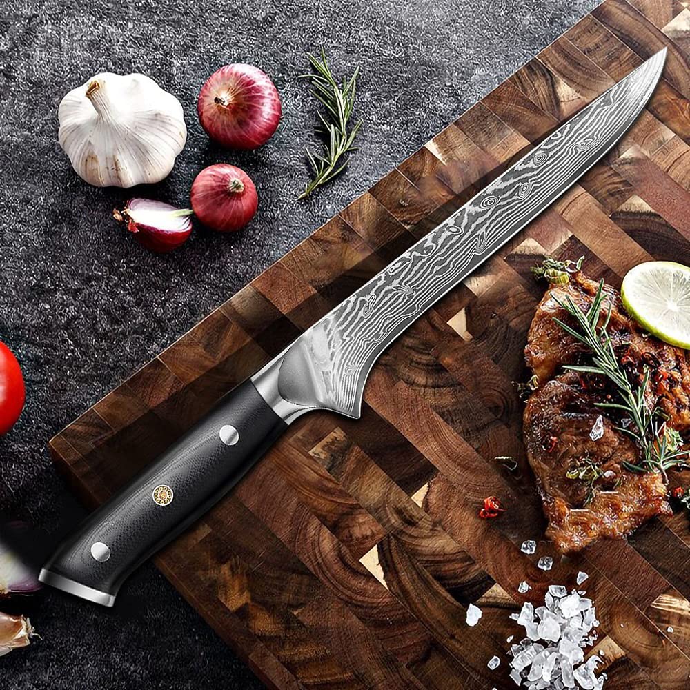 Boning Knife, Kitchen Knife Damascus 67-Layer Steel Professional Butcher Boning Knife Fish Filleting Vegetables Slicing Cleaver Meat Knife BY ZZYY (Color : 1pc, Kitchen Knife Size : 6 inch)