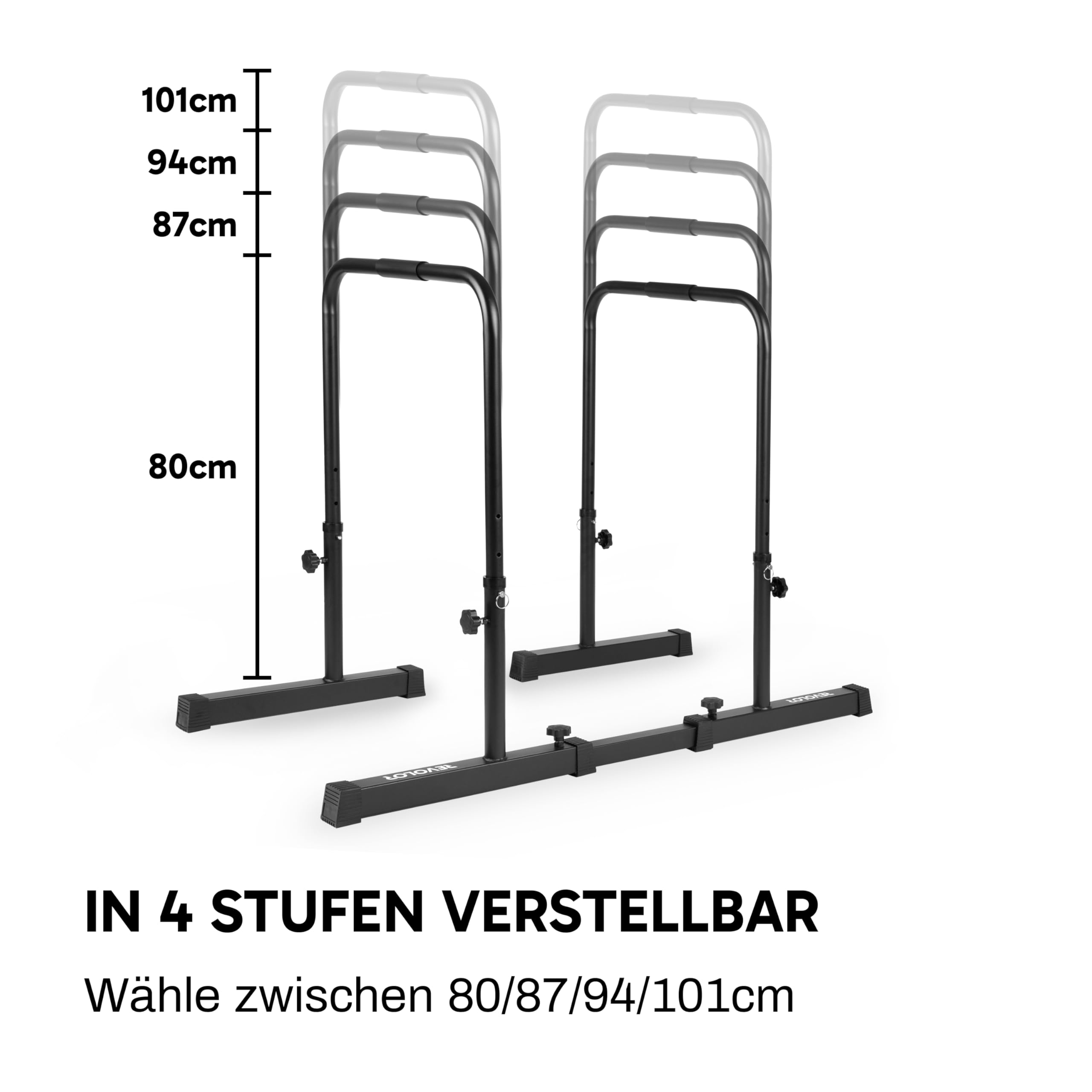 Dip Station Bar Barren – Höhenverstellbar, Breitenverstellbar, bis 200 kg belastbar – mit Verbindungsstück, rutschfest – für Calisthenics, Dips & Krafttraining