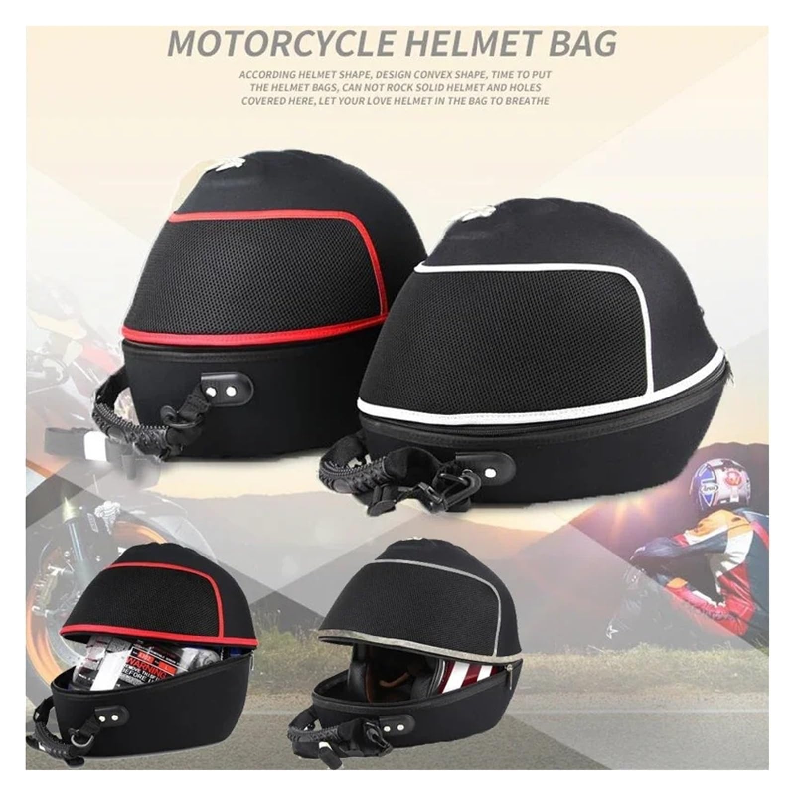 Moto Selle Bagagli Borsa Per Casco Da Moto Impermeabile Da Viaggio Per Moto Zaino Per Casco Borsa Da Motocross Borsa Posteriore Multifunzione Parti Motociclo Borse Serbatoio(Black-Grey Line-S)