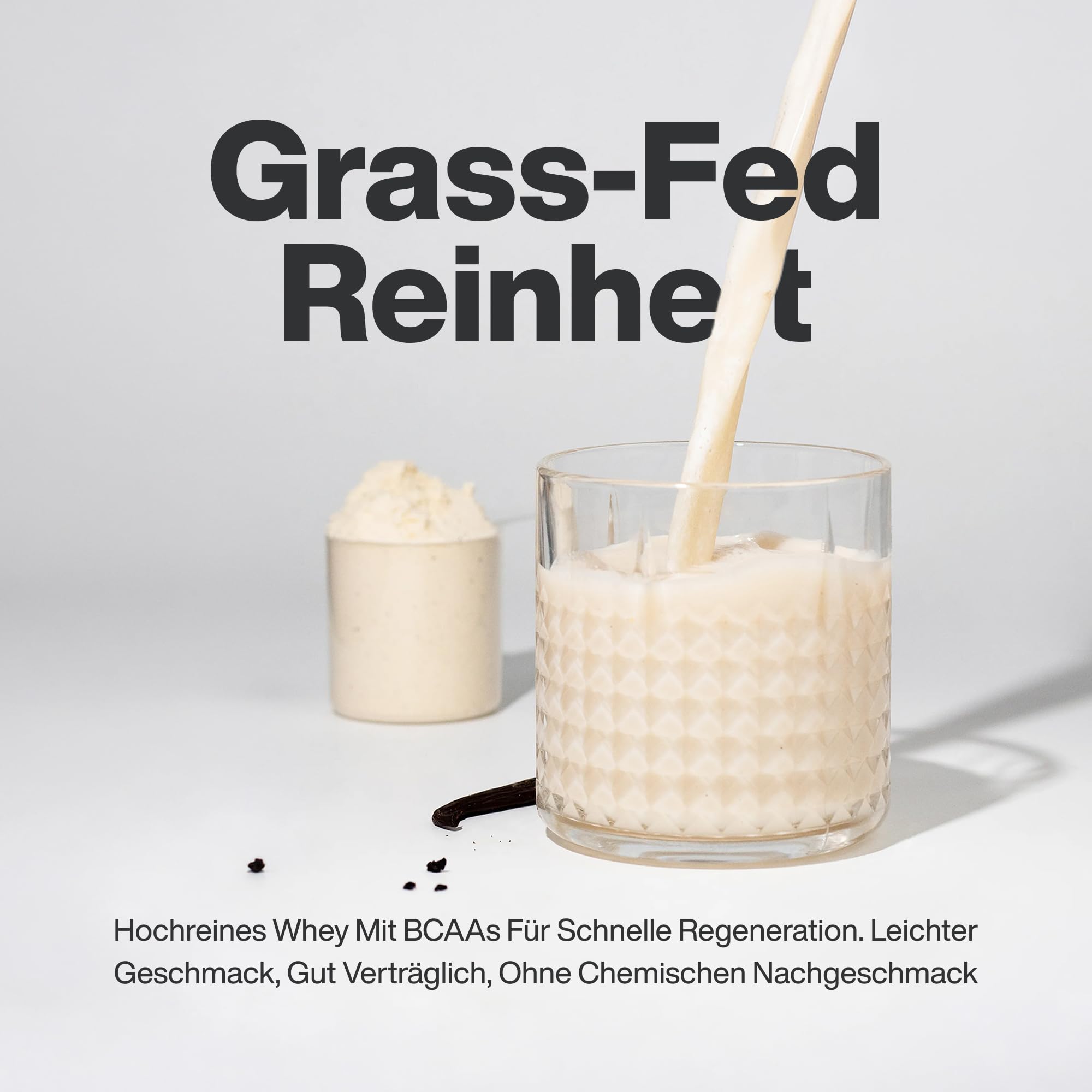 Vilgain Grass-Fed Whey Protein (1000g) Vanille, Eiweißpulver Konzentrat aus Weidemilch, Gesüßt mit Stevia, Ohne Zuckerzusatz, Ultrafiltriertes Protein Pulver für Shakes, 1 kg