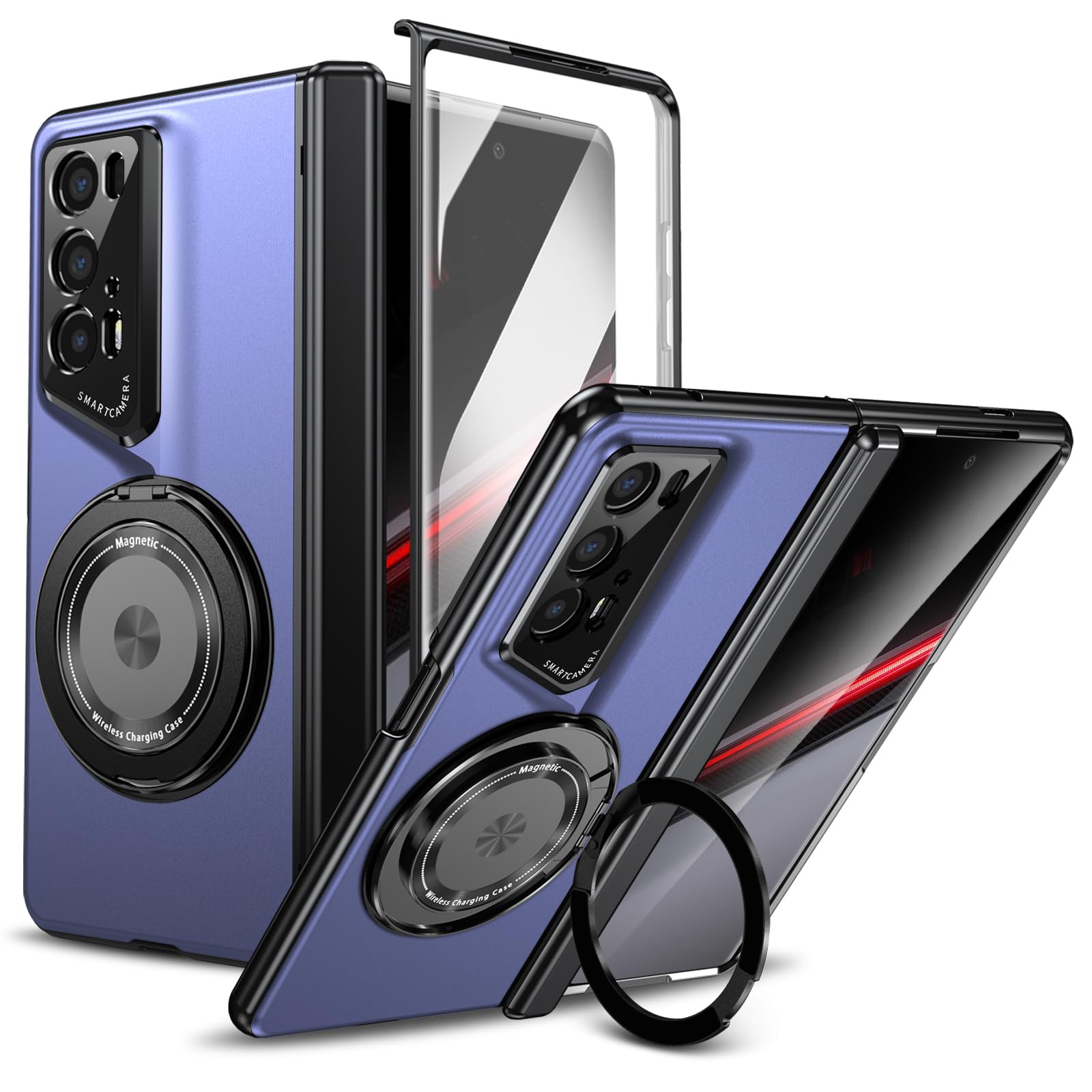 Case Compatible with Honor Magic V2 RSR with Rotatable Ring Holder Magnetic Kickstand Shockproof Protective Phone Cover for Honor Magic V2 RSR 7.92 inch,Blue