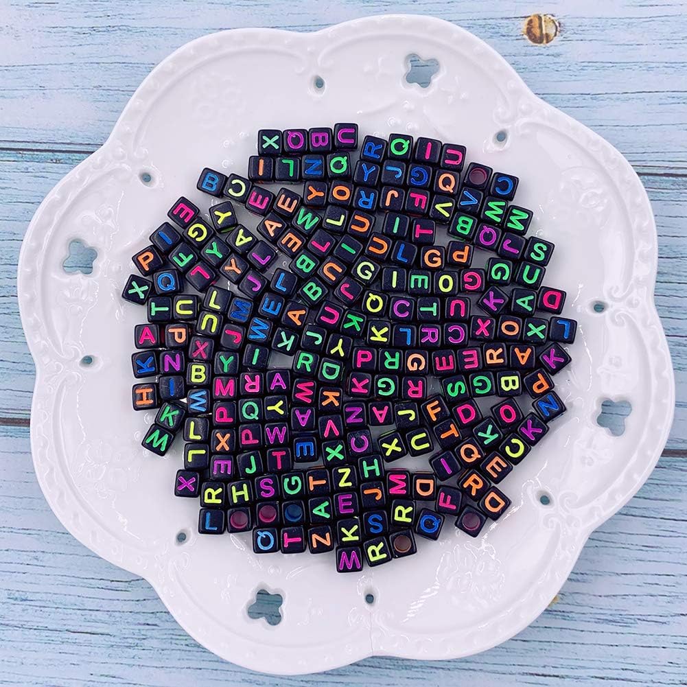 1000 Pcs Letter Beads Acrylic Cube Beads Alphabet Bead Number Bead with Elastic String for Jewelry Making - Image 8