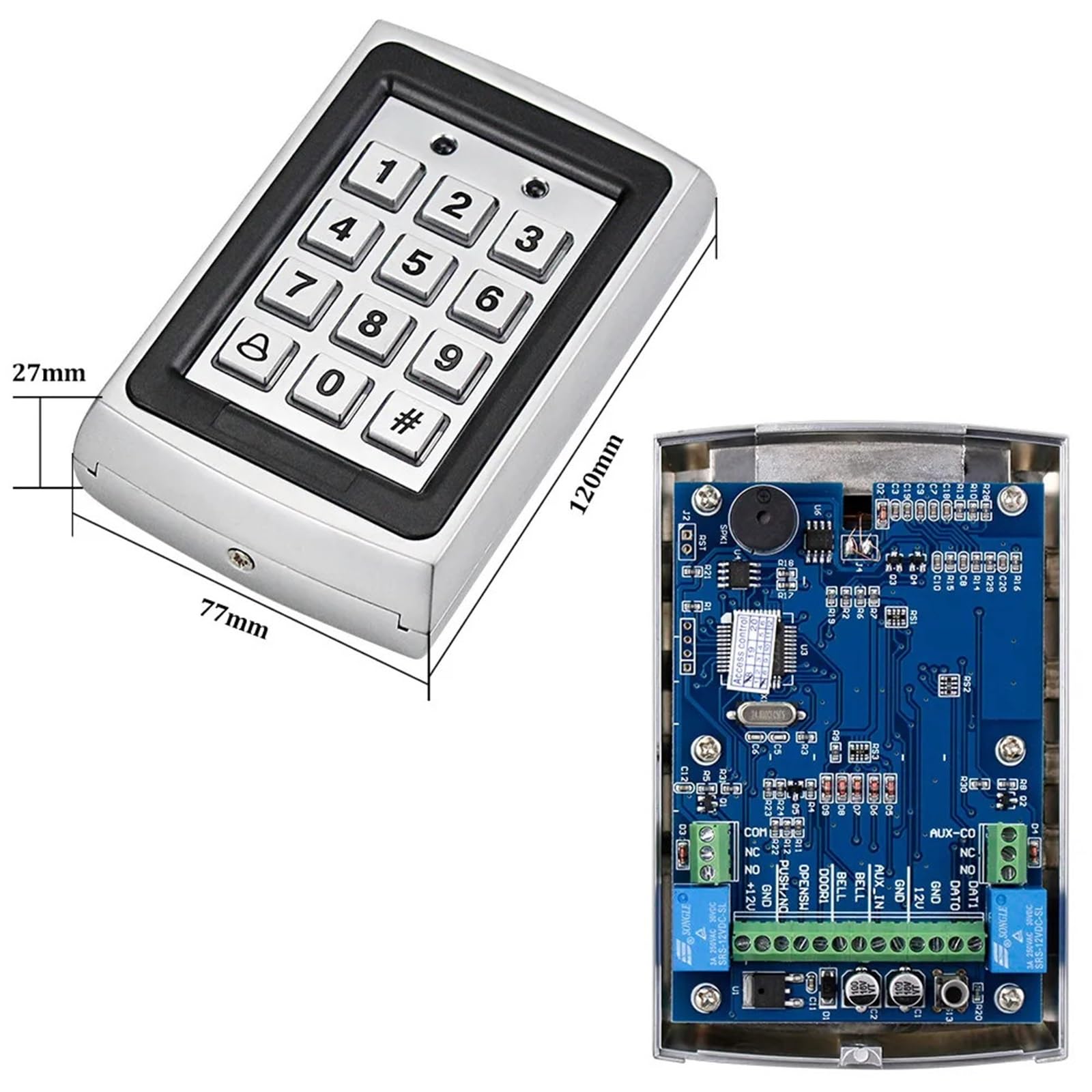 Zugangskontrollsystem-Kit, 125 kHz, RFID-Tastatur, Regenschutz, mit elektrischen Türschlössern, 180 kg magnetisches Türöffnerschloss, DC12 V(Gris)