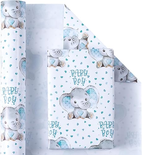 Vista 152 de WRAPAHOLIC Papel de regalo reversible, mini rollo, 17 pulgadas x 33 pies, adorable diseño de gato y azul sólido para cumpleaños, vacaciones