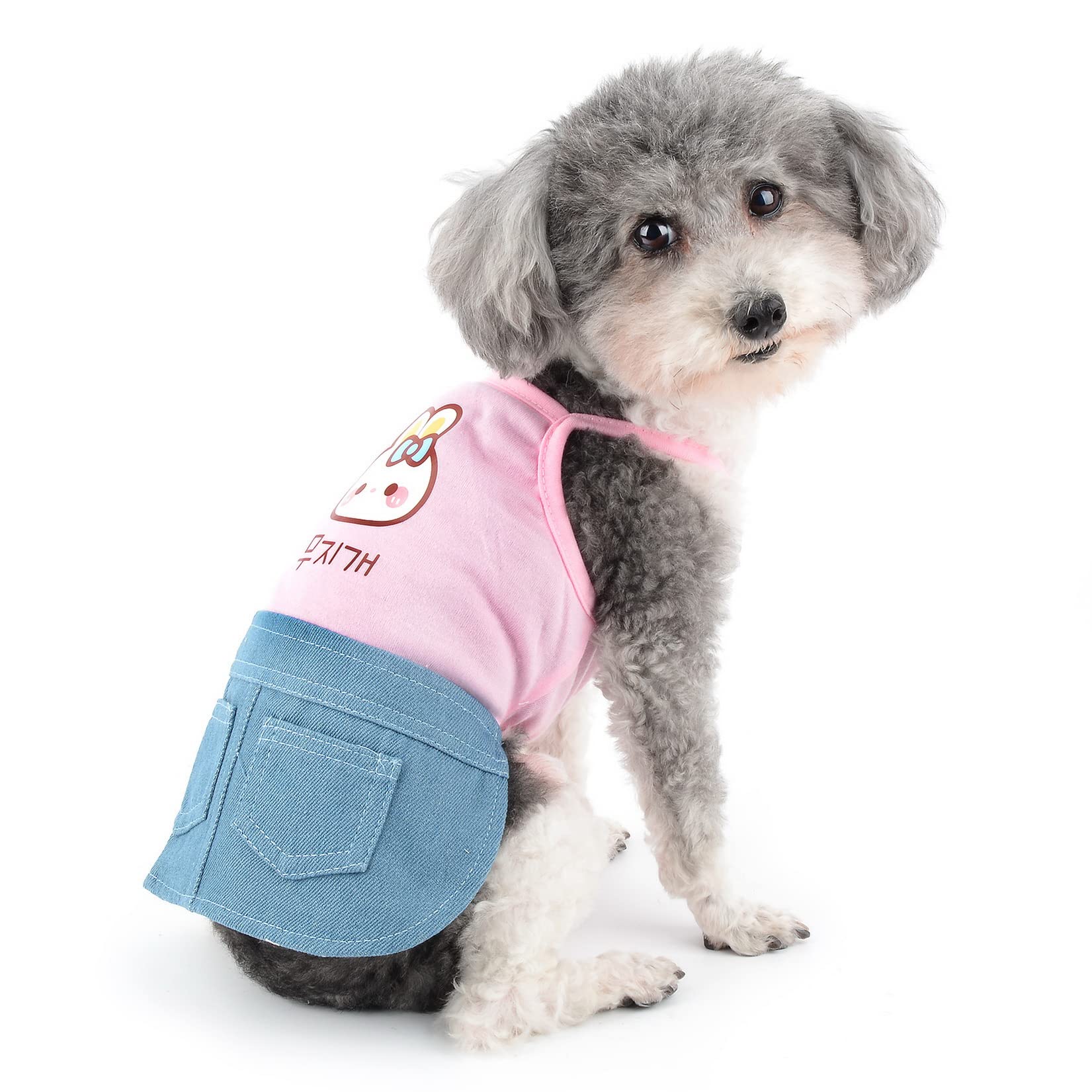 Zunea Vestito per Cani di Piccola Taglia Denim Gonna Abiti Estivi Rosa S