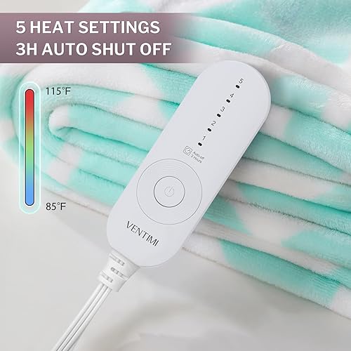 Miniatura 2 de VENTIMI Manta eléctrica tamaño Queen, manta térmica de 84 x 90 pulgadas con 10 niveles de calor y apagado automático de 12 horas, manta de
