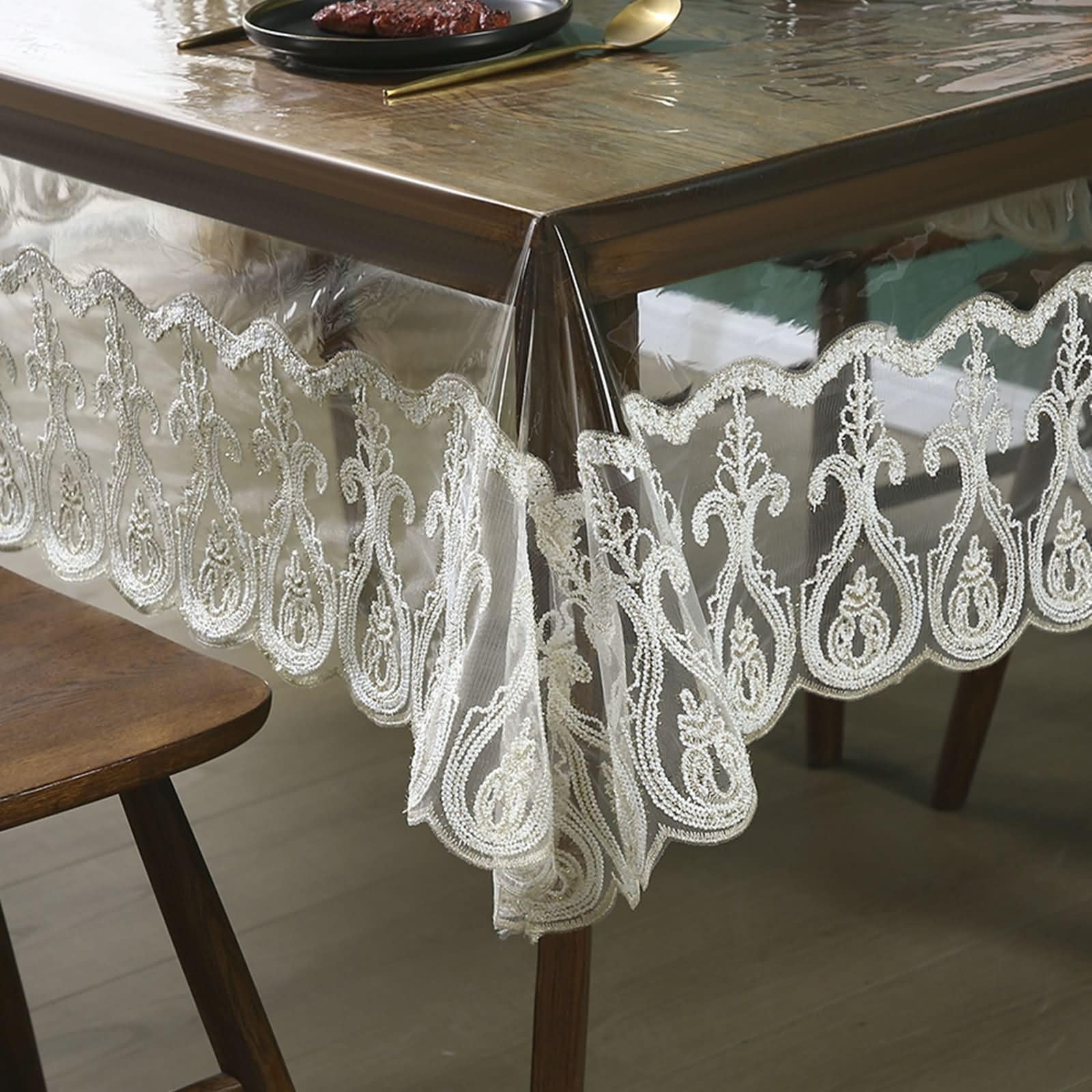 Mantel rectangular (PVC, 180 x 350 cm), color blanco