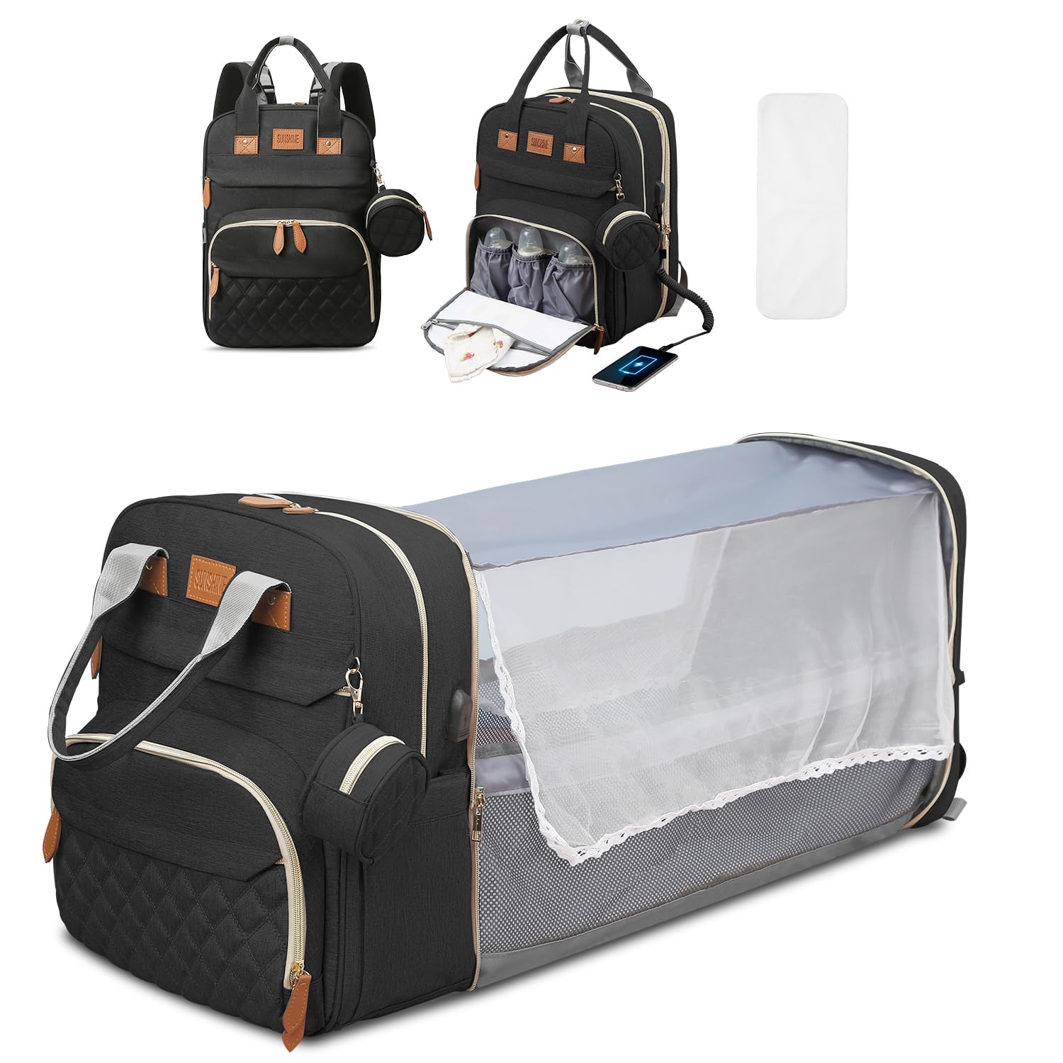 Diaper Bag Backpack with Changing Station USB Port Waterproof Large Capacity Astro alan Baby Diaper Bags with Changing Station  main image 4