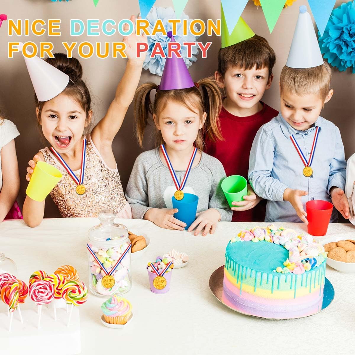 KISEER 40 Pieces Plastic Gold Winner Award Medals Bulk for Sports, Games Competitions, Party Favors and Decorations