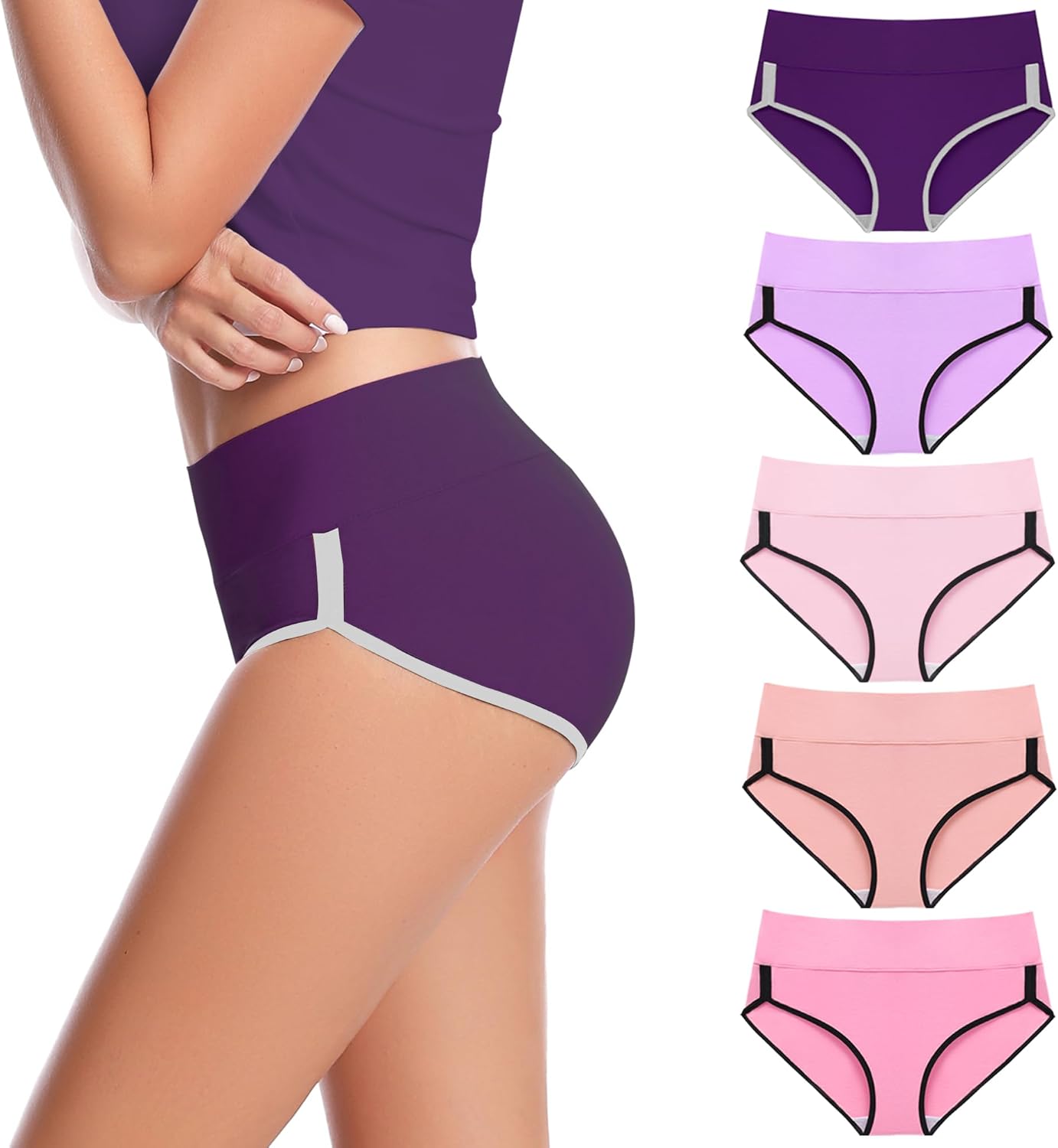 CAILECOTTON Womens Underwear Cotton Briefs for Women Plus Size Panties for Women Pack 2/5