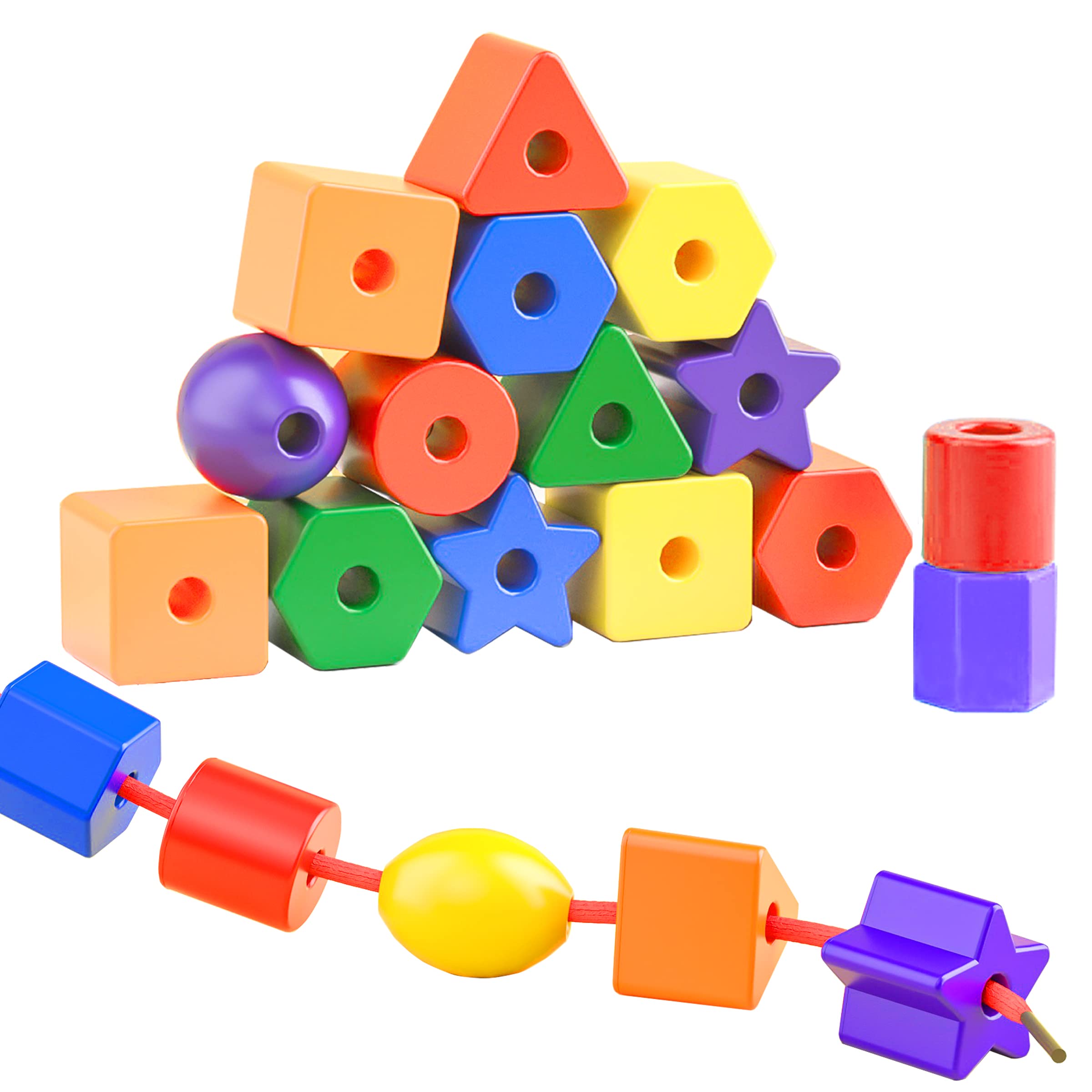 Buy 42 Pcs Jumbo Lacing Beads for Kids Montessori Fine Motor Skills