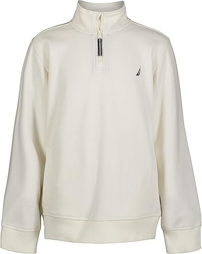 Nautica Chaqueta pullover de forro polar con cremallera de cuarto y manga larga para niños