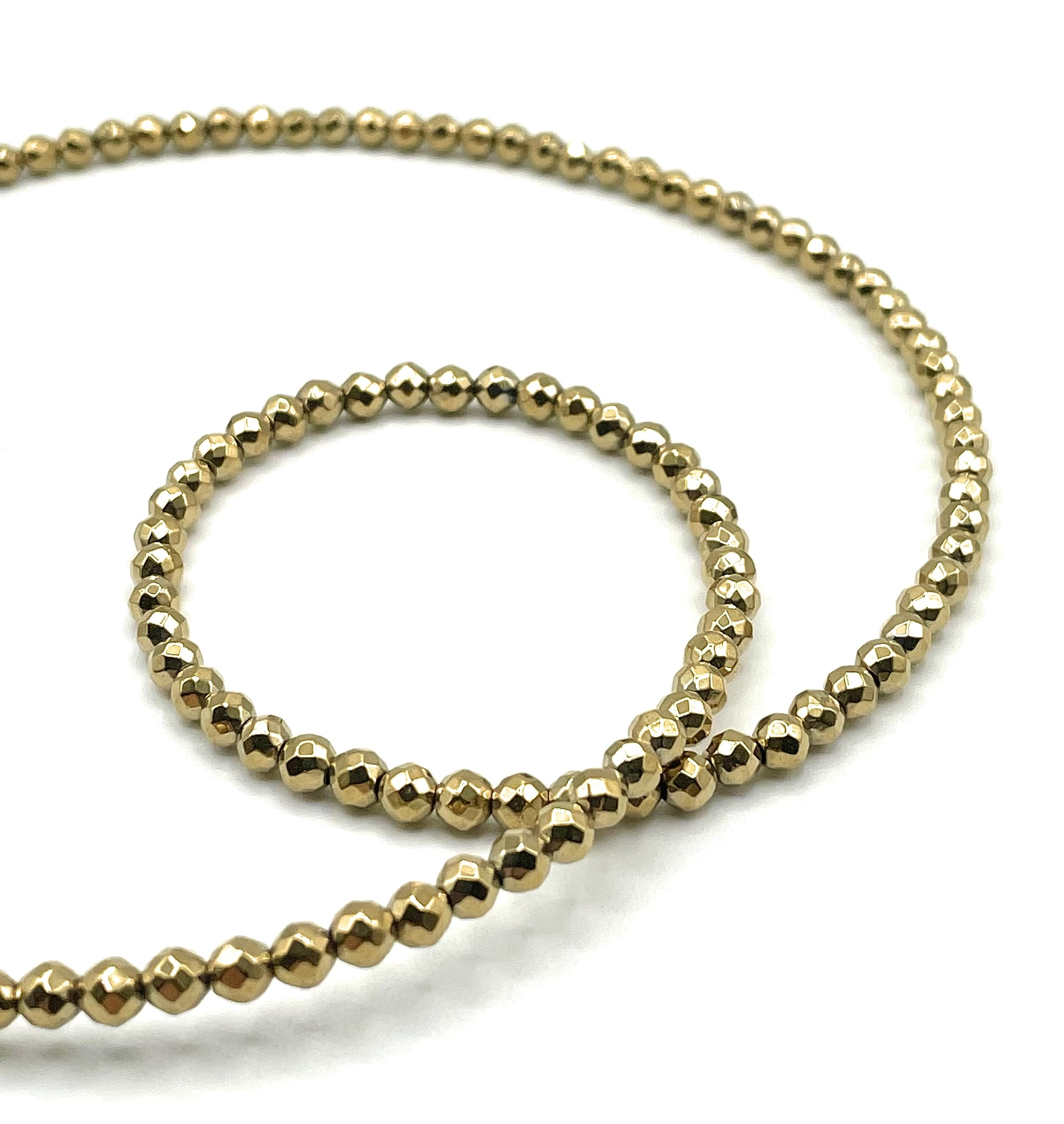 Collana con Ematite Dorata 4 mm e Argento 925, Girocollo con Pietre Dure Naturali, Gioielli Minimalisti, Bijoux Boho, Regalo per Lei