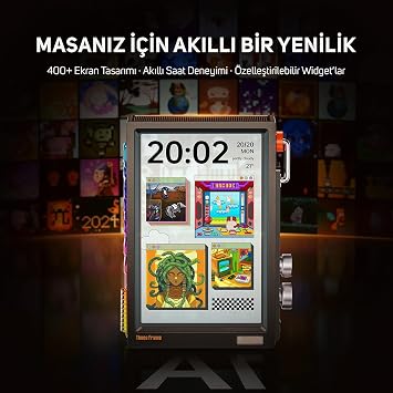 Divoom Times Frame-10.1 inç Dijital Resim Çerçevesi Şeffaf IPS Akıllı Linux OS RGBLED Döner Düğme WiFi 64GB 400+Saat Yüzleri Widget 50+API Beslemeleri Hediye Modu Piksel Sanat Topluluğu (Siyah)