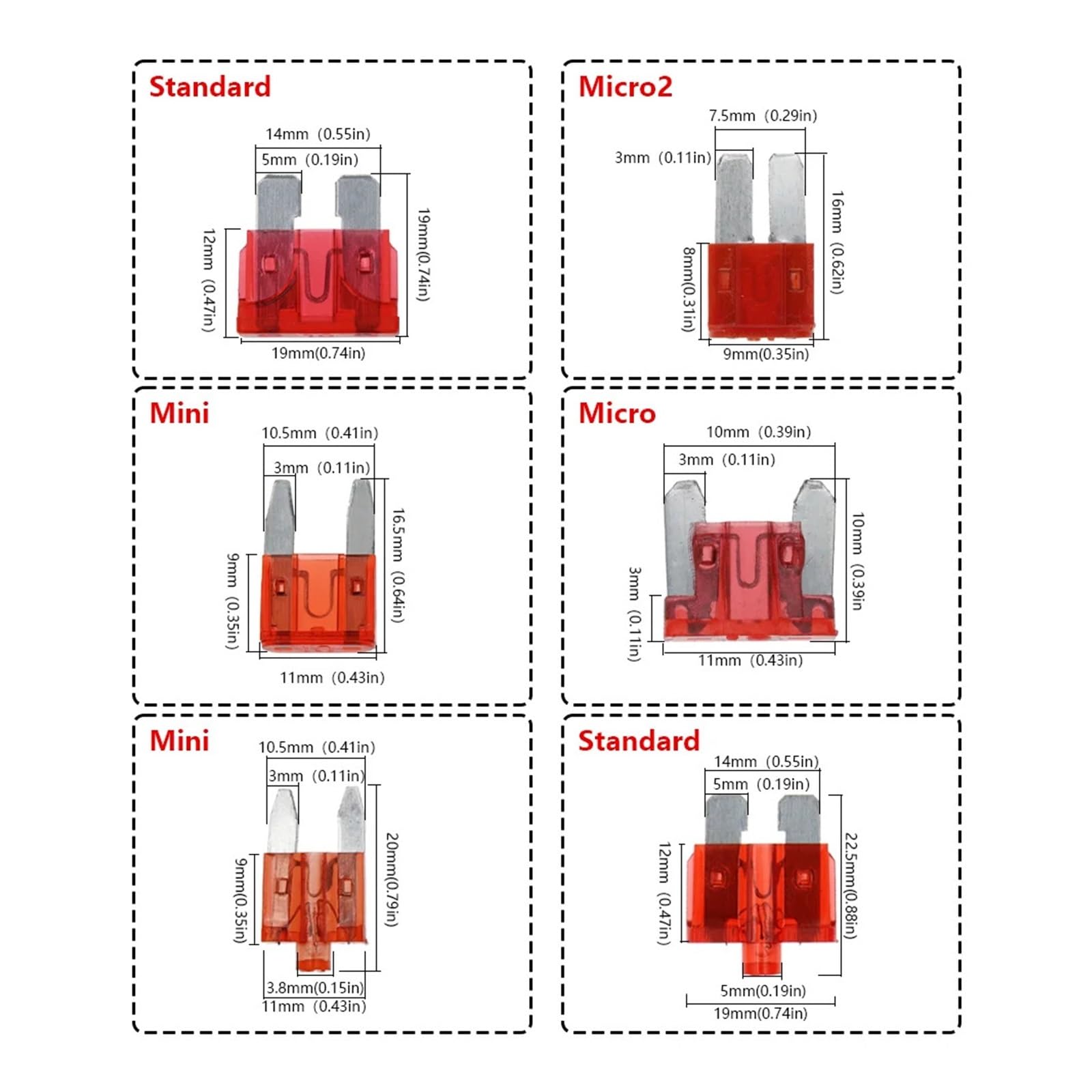 100PCS 32V Auto Sicherung Kit Sicherung automatische LKW Sicherung Sicherung Sicherung Einsatz Xenon Lampe Versicherung Auto Zubehör (Color : LED Mini 50PCS)